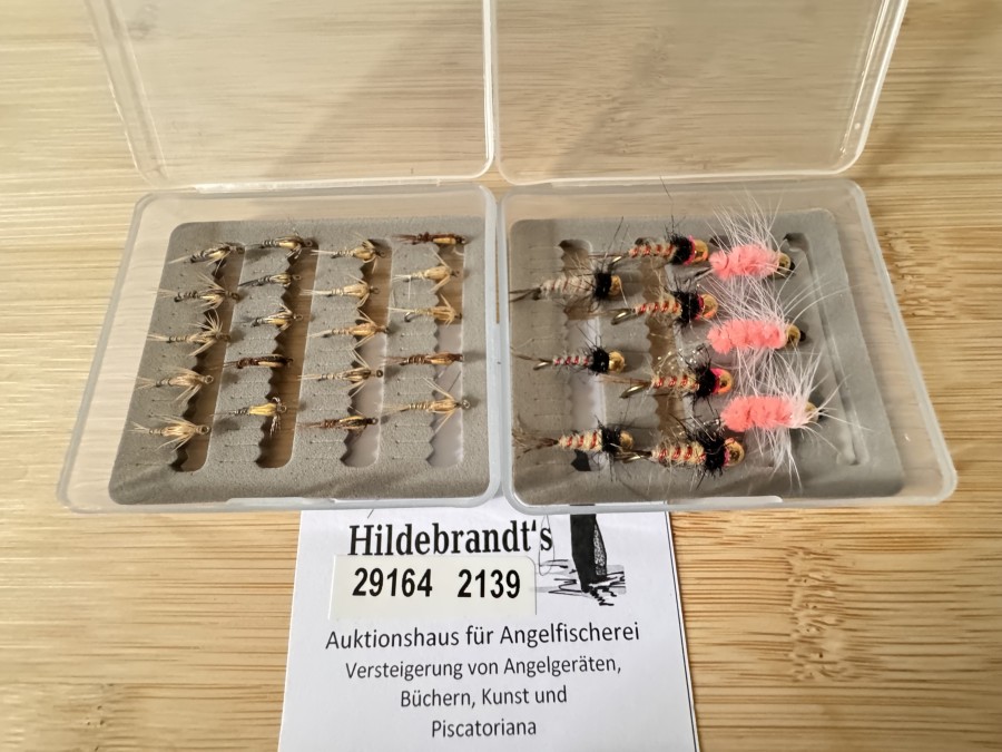 Nymphensortiment, 2 Miniboxen, 30 fängige Nymphen, Pinky hervorragend für Barben,