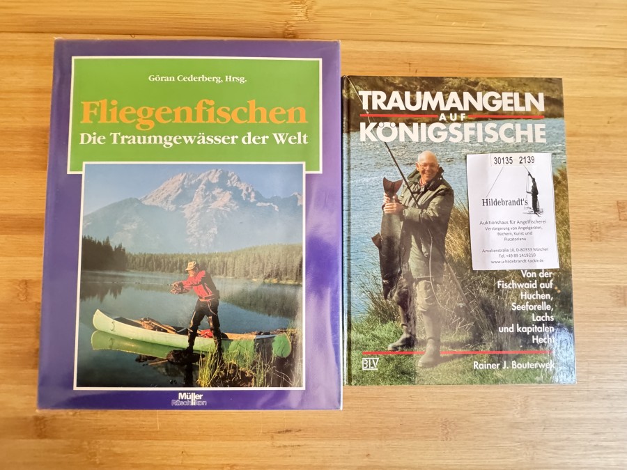 Traumangeln auf Königsfische Von der Fischwaid auf Huchen, Seeforelle, Lachs und Kapitalen Hecht, Rainer J. Bouterwek, 1992, Fliegenfischen Die Traumgewässer der Welt, Göran Cederberg, Hrsg, 1991
