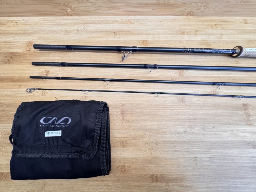 Zweihandfliegenrute, CND Custom Design, Salmo Salar SP, BV-15" GT, 4tlg., #9/10/11, Bias XX Verso Giga-Torque, Designed by CNC Japan, 4tlg., 15", #9/10/11, Gewicht 287g, Futteral, Gebrauchsspuren, Transportlänge  1220mm