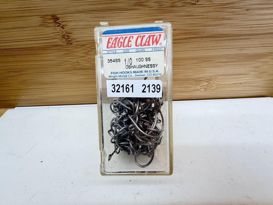 Angelhaken, Eagle Claw 354SS-1/0, Oshaughnessy Haken,  Edelstahl Ausführung, Größe 1/0, 100 Stück