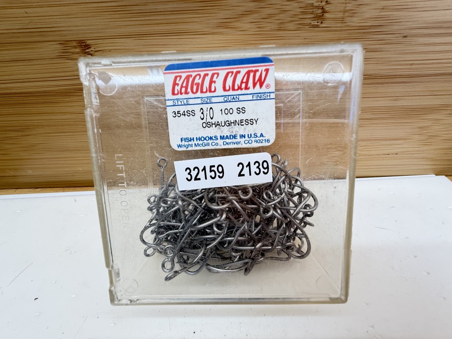 Angelhaken, Eagle Claw 354SS-3/0, Oshaughnessy Haken,  Edelstahl Ausführung, Größe 3/0, 100 Stück