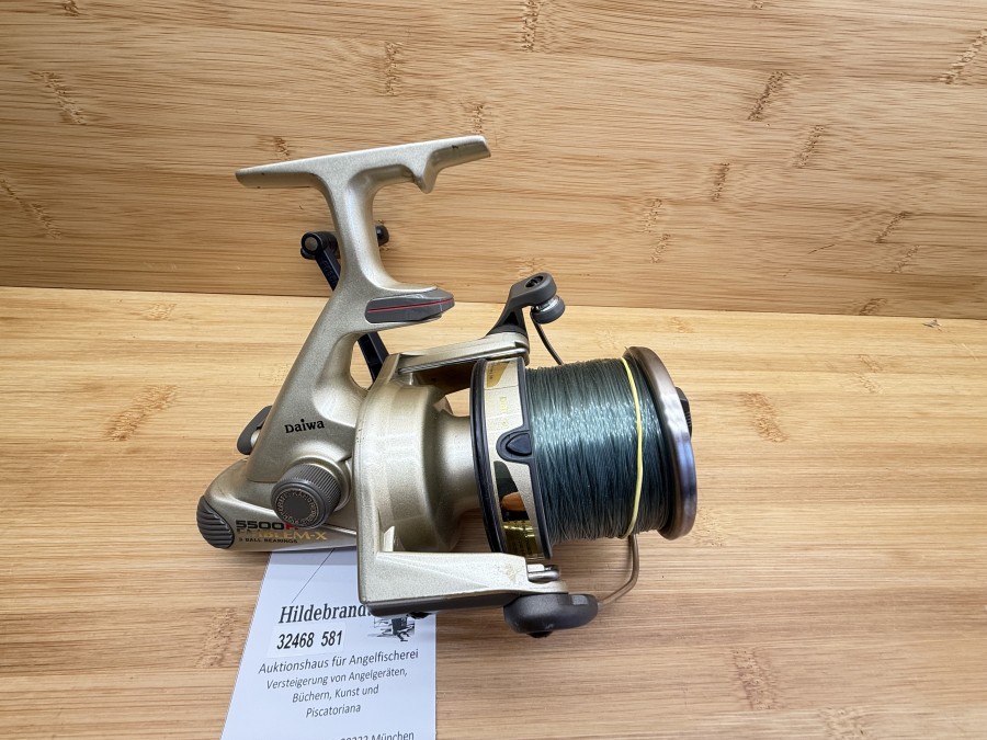Stationärrolle, Daiwa, 5500H, Emblem-X, Japan, Long Cast Spool, mit Monofiler Schnur, Gebrauchsspuren