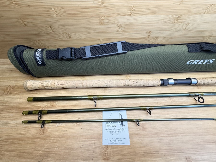 Angelrute, Greys, X-Flite, 4tlg., 15",#10, Gewicht 230g, Futteral, Codura Transportrohr, Gebrauchsspuren, Transportlänge 1230mm