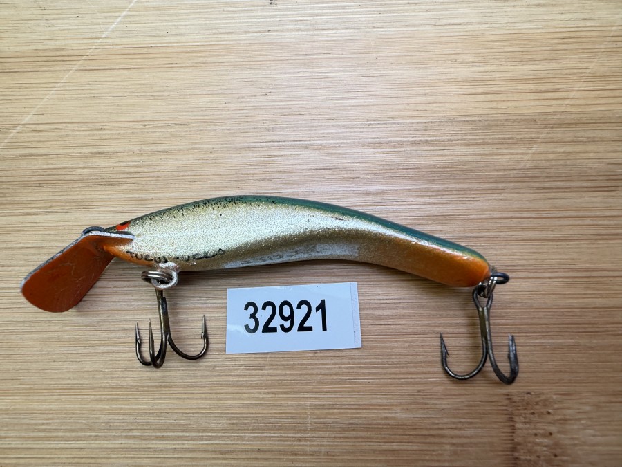 Wobbler, Turus Ukko, Handmade in Finland, gemarkt, orange/gold/grün, 7cm, 5,50g, ungefischt