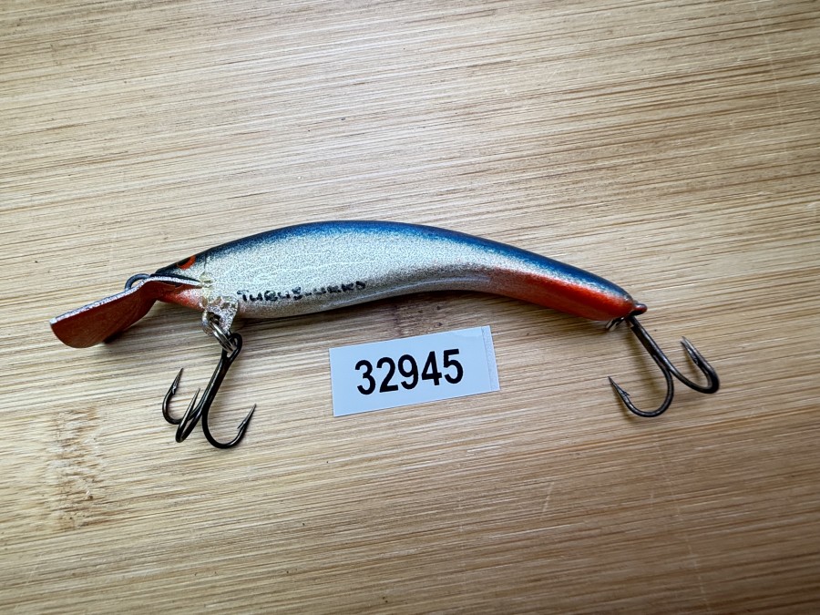Wobbler, Turus Ukko, Handmade in Finland, gemarkt, orange/silber/blau, 7cm, 5,50g, ungefischt