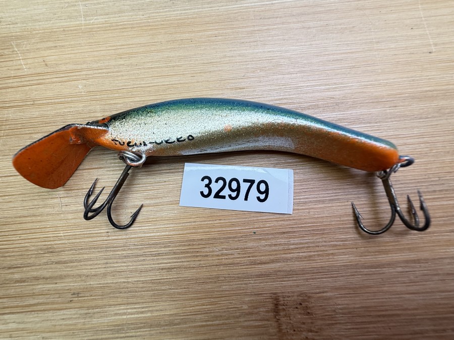 Wobbler, Turus Ukko, Handmade in Finland, gemarkt, gold/grün/blau, 7cm, 5,50g, ungefischt