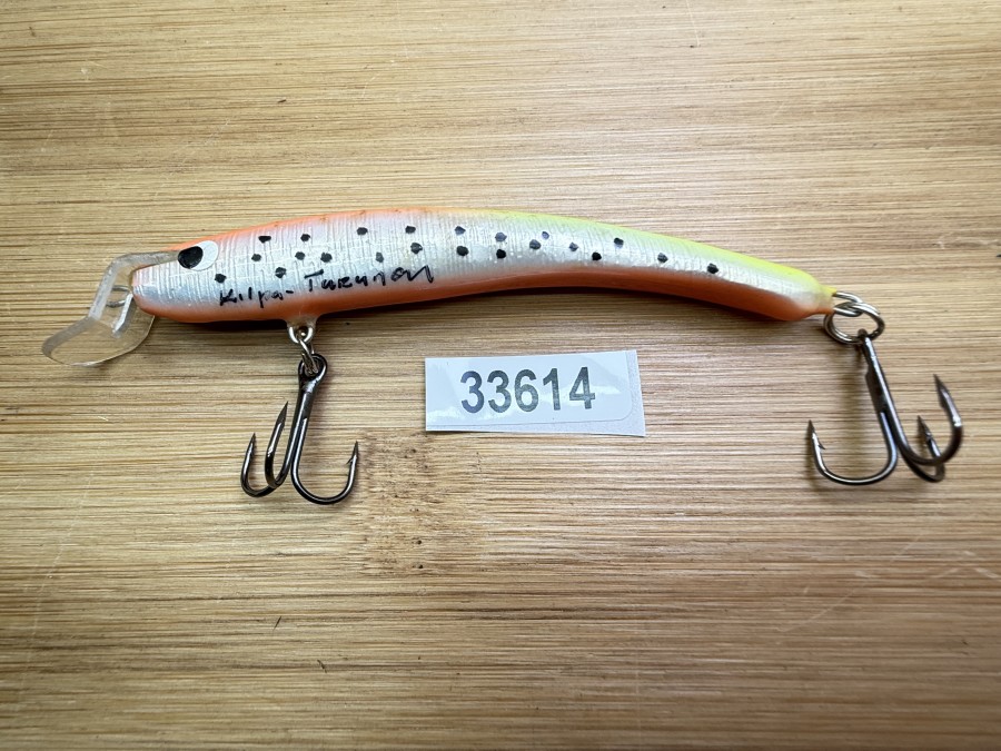 Wobbler, Turus Ukko, Kilpa Turunen gemarkt, orange/beige/gelb/orange, 9cm, 8g, ungefischt