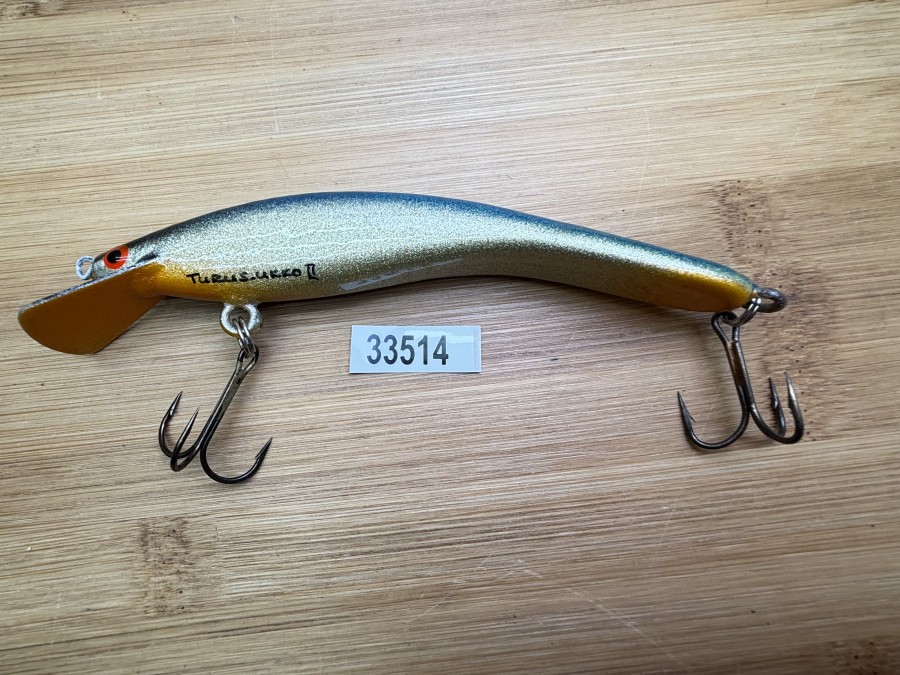 Wobbler, Turus Ukko, Handmade in Finland, gemarkt, rot/silber/blau/schwarz, 12cm, 15,00g, ungefischt