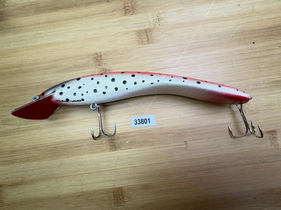Wobbler, Turus Ukko, Handmade in Finland, Turus Ukko gemarkt, rot/beige/silber/rot/schwarz, 20cm, 52g, ungefischt