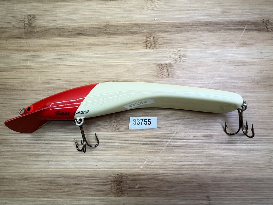 Wobbler, Turus Ukko, Handmade in Finland, Turus Ukko gemarkt, beige/rot, 20cm, 60g, ungefischt,