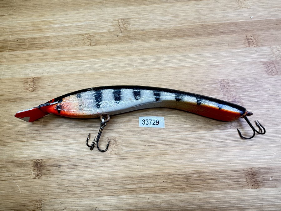 Wobbler, Turus Ukko, Handmade in Finland, orange/silber/schwarz, Glitzer, 20cm, 65g, ungefischt