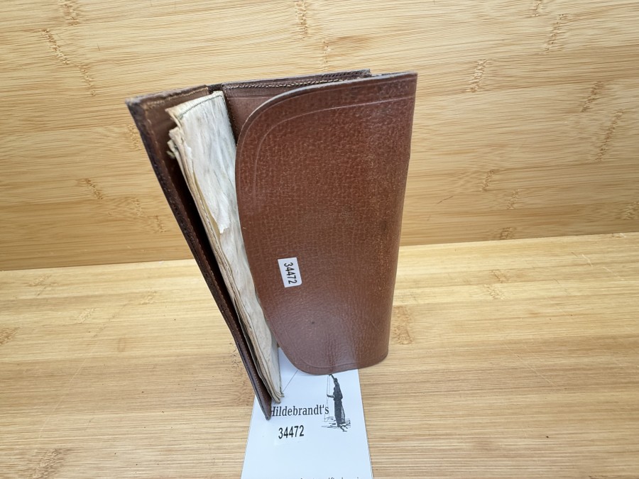 Vintage Vorfachtasche, Leder, für Vorfächer und 2 Fliegen, Gebrauchsspuren