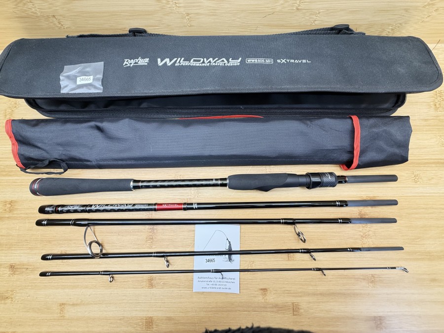 Spinnrute, Rapture Wildway HI-Performance Travel Design, WWS805-MH, 5X Travel, 5tlg., 2,43m, Wurfgewicht 5-30g, Futteral und Tasche, ungefischt, Transportlänge 650mm